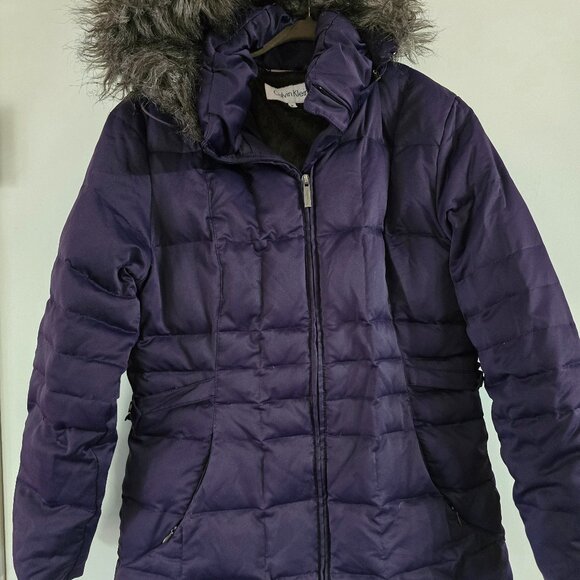 Stylish purple puffer jacket by Calvin Klein sz Medium. - Picture 1 of 6